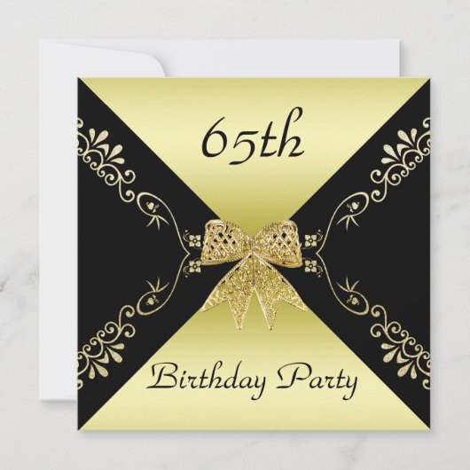 Stijlvol goud en zwarte decoratieve Bow 65e verjaa Kaart (Voorkant)