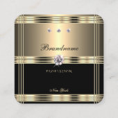 Stijlvol goud en zwarte mousserende neushoorns vierkante visitekaartje (Voorkant)