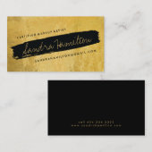 Stijlvol goud en zwarte penseelstreek visitekaartje (Voorkant / Achterkant)