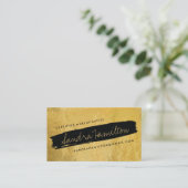 Stijlvol goud en zwarte penseelstreek visitekaartje (Staand voorkant)