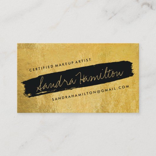 Stijlvol goud en zwarte penseelstreek visitekaartje (Voorkant)