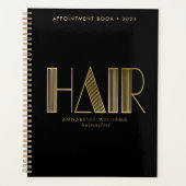 Stijlvol goud en zwarte typografie Haarstylist Planner (Voorkant)