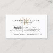 Stijlvol goud en zwarte typografie Haarstylist Visitekaartje (Achterkant)