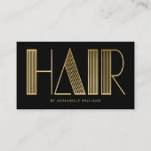 Stijlvol goud en zwarte typografie Haarstylist Visitekaartje (Voorkant)
