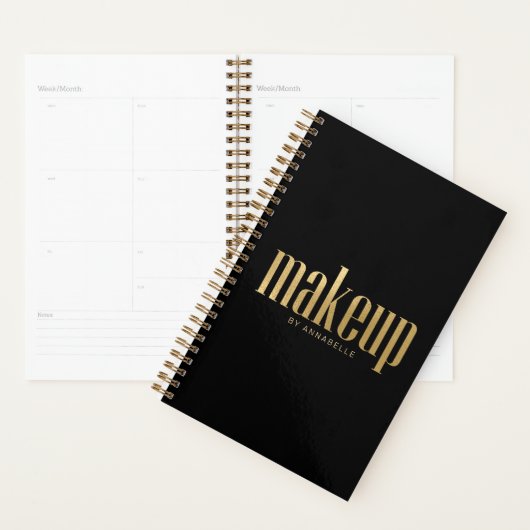 Stijlvol goud en zwarte typografie Makeup kunstena Planner (Display)