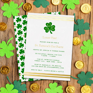 Stijlvol Goud Folie St. Patrick's Day Feest Echte Uitnodiging