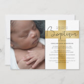 Stijlvol goud | Foto Baptism Invitation Kaart (Voorkant)
