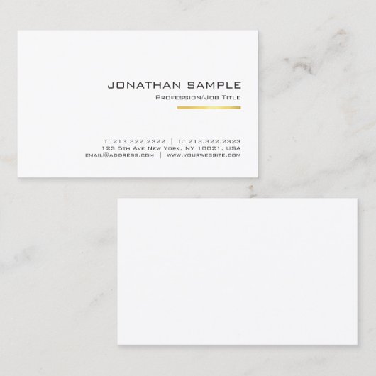 Stijlvol Goud Gestreept Slank Ontwerp Trendy Plain Visitekaartje (Voorkant / Achterkant)