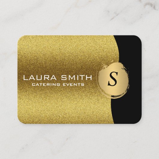 Stijlvol / Goud Glitter / Monogram Visitekaartje (Voorkant)