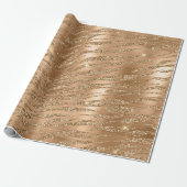 Stijlvol goud glitter Wild Tiger Stripes Patroon Cadeaupapier (Uitgerold)
