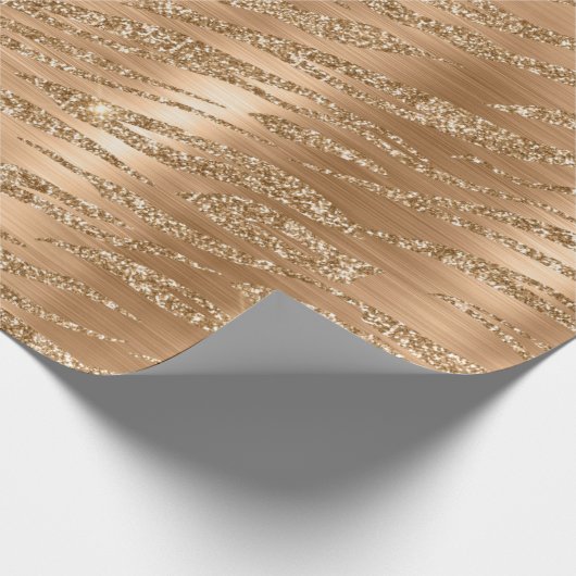 Stijlvol goud glitter Wild Tiger Stripes Patroon Cadeaupapier (Hoek)