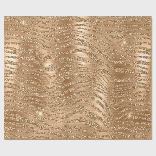 Stijlvol goud Glitter Wild Zebra Stripes Patroon Cadeaupapier (Vlak)