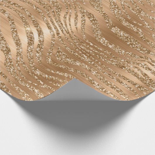 Stijlvol goud Glitter Wild Zebra Stripes Patroon Cadeaupapier (Hoek)