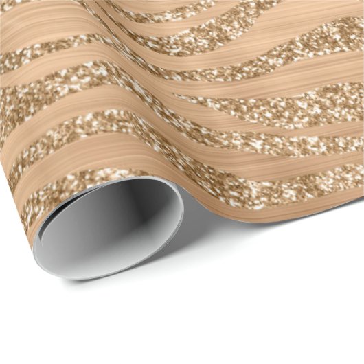 Stijlvol goud Glitter Wild Zebra Stripes Patroon Cadeaupapier (Rol Hoek)