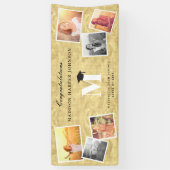 Stijlvol Goud & Klassiek Monogram 6 Foto Grad Fees Spandoek (Verticaal)