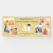 Stijlvol Goud & Klassiek Monogram 6 Foto Grad Fees Spandoek (Horizontaal)