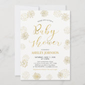 Stijlvol goud modern Baby shower voor typografie Kaart (Voorkant)