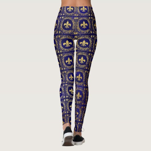 Stijlvol Goud Paarse Heiligen Folie Patroon Vrouwe Leggings (Achterkant)