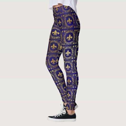 Stijlvol Goud Paarse Heiligen Folie Patroon Vrouwe Leggings (Links)