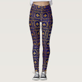 Stijlvol Goud Paarse Heiligen Folie Patroon Vrouwe Leggings (Voorkant)