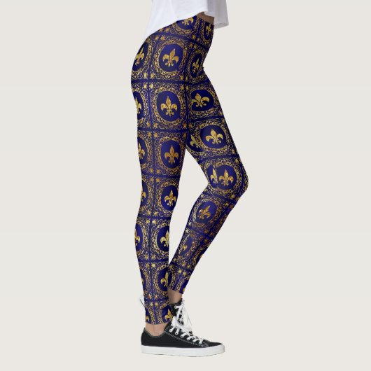 Stijlvol Goud Paarse Heiligen Folie Patroon Vrouwe Leggings (Rechts)