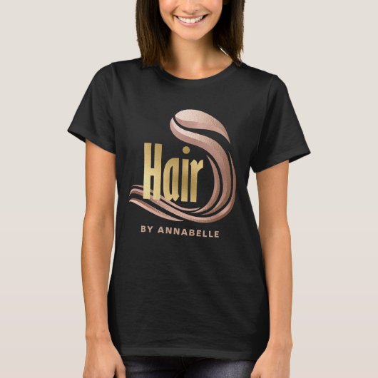 Stijlvol goud, Roos Gold en zwarte Haarstylist T-shirt (Voorkant)