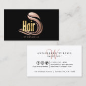 Stijlvol goud, Roos Gold en zwarte Haarstylist Visitekaartje (Voorkant / Achterkant)
