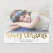 Stijlvol Goud Vrolijk Xmas Foto Modern Briefkaart (Voorkant)