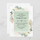 Stijlvol Goud & Waterverf Bloemen Vrijgezellenfees Uitnodiging Briefkaart (Voorkant / Achterkant)