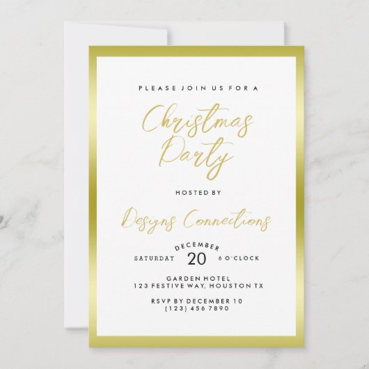 Stijlvol Goud & Wit Kerstfeest Kaart (Voorkant)