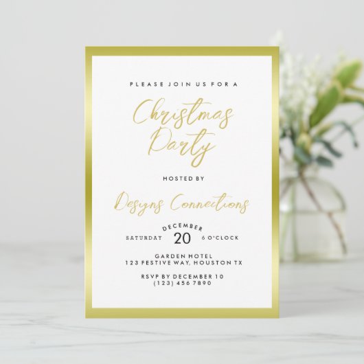 Stijlvol Goud & Wit Kerstfeest Kaart (Staand voorkant)