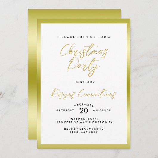 Stijlvol Goud & Wit Kerstfeest Kaart (Voorkant / Achterkant)