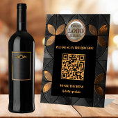 Stijlvol Goud Zwart Logo QR Code Business Reclamebord Met Voetstuk