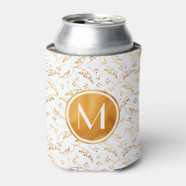 Stijlvol goudbessenpatroon op wit monogram blikjeskoeler