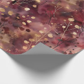 Stijlvol gouden bordeaux abstract bloemmotief cadeaupapier (Hoek)