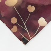 Stijlvol gouden bordeaux abstract bloemmotief fleece deken (Hoek)
