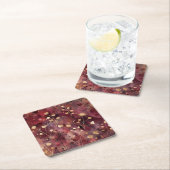 Stijlvol gouden bordeaux abstract bloemmotief kartonnen onderzetters (Insitu)