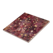 Stijlvol gouden bordeaux abstract bloemmotief tegeltje (Zijkant)