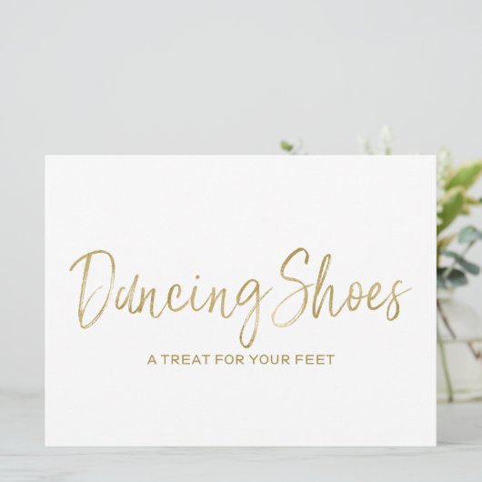 Stijlvol gouden bruiloft-teken voor dansschoenen kaart (Staand voorkant)