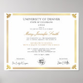 Stijlvol gouden en wit diploma certificaat poster (Voorkant)