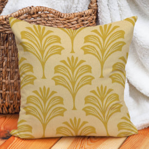 Stijlvol Gouden Geel Art Deco Fan Motief Kussen