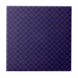 Stijlvol gouden geometrisch doosontwerp donkerblau tegeltje