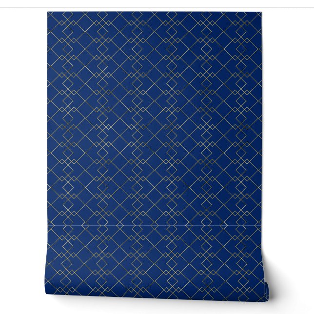Stijlvol gouden geometrisch doosontwerp Navy Behang (Afrollen)