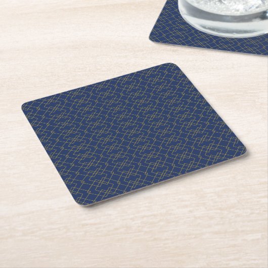 Stijlvol gouden geometrisch doosontwerp Navy Kartonnen Onderzetters (Schuin)