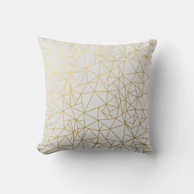 Stijlvol gouden geometrisch patroon kussen (Voorkant)