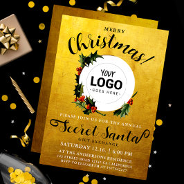 Stijlvol gouden kerst Secret Santa bedrijfslogo Kaart