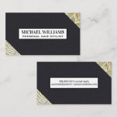 Stijlvol gouden lijn patroon | lederen textuur visitekaartje (Voorkant / Achterkant)