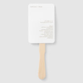 Stijlvol gouden minimalistisch huwelijksprogramma handwaaier (Voorkant)