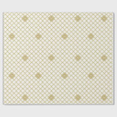 Stijlvol gouden vierbladpatroon chic monogram naam cadeaupapier (Vlak)