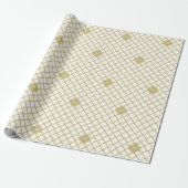 Stijlvol gouden vierbladpatroon chic monogram naam cadeaupapier (Uitgerold)